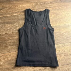 Marine Serre Black Ribbed Top with Red Patch